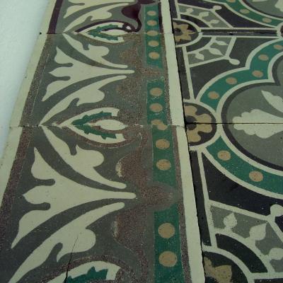 Antique Maufroid Freres et Soeur gres cerame floor with borders 1879-1912