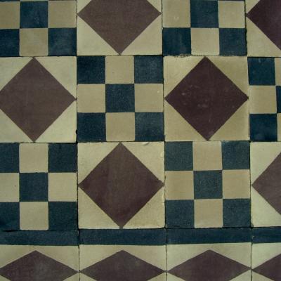 Small harlequin themed antique carreaux de ciments floor c.1910