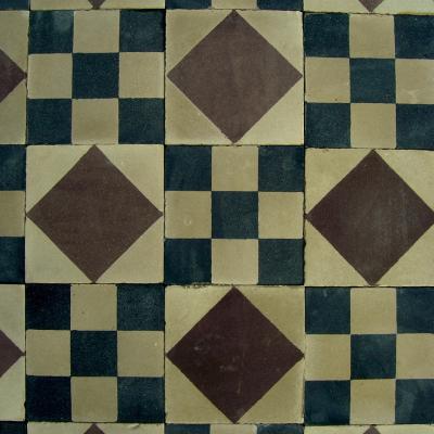 Small harlequin themed antique carreaux de ciments floor c.1910