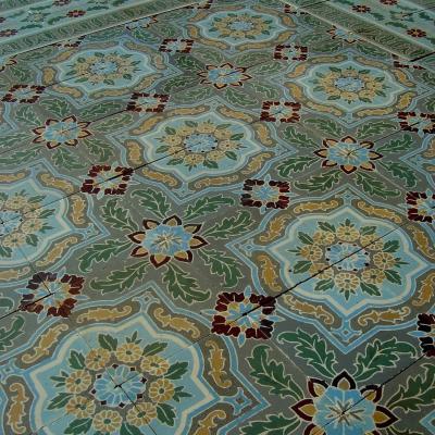 Exquisite antique Belgian ceramic encaustic floor c.1910 of over 33m2 / 360 sq ft+