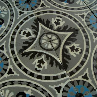 10m2+ charcoal grey antique ceramic floor c.1920 - SOLD