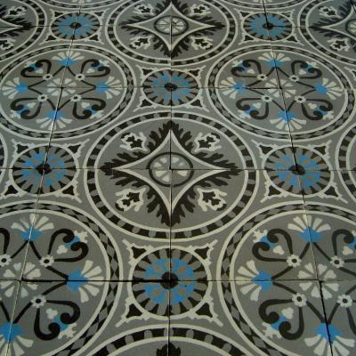 10m2+ charcoal grey antique ceramic floor c.1920 - SOLD