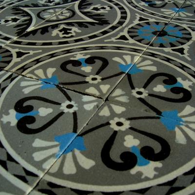 10m2+ charcoal grey antique ceramic floor c.1920 - SOLD