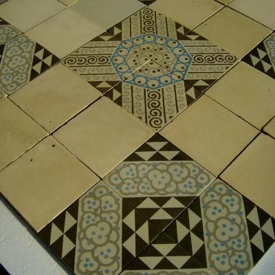 Small french art deco ceramic encaustic floor c.1930