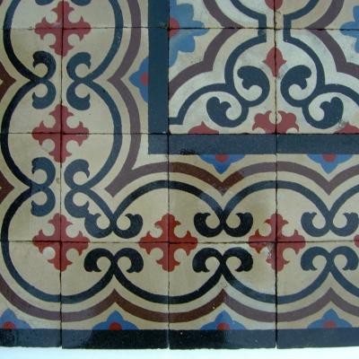 11m2 of antique French carreaux de ciments floor c.1900