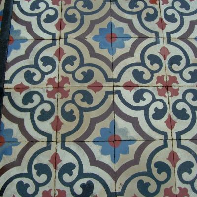 11m2 of antique French carreaux de ciments floor c.1900