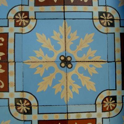 17m2 / 180 sq ft antique handmade Douvrin ceramic floor c.1905