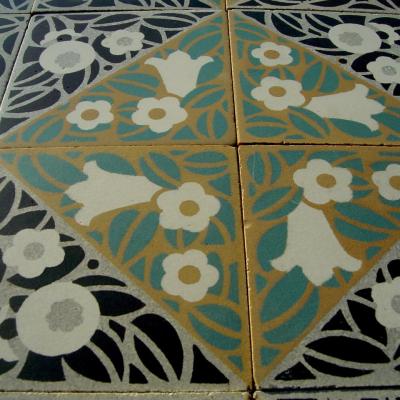 5m2+ Antique French ceramic encaustic field tiles c.1920