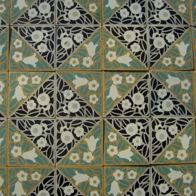 5m2+ Antique French ceramic encaustic field tiles c.1920