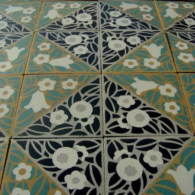 5m2+ Antique French ceramic encaustic field tiles c.1920