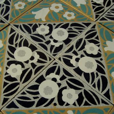 5m2+ Antique French ceramic encaustic field tiles c.1920