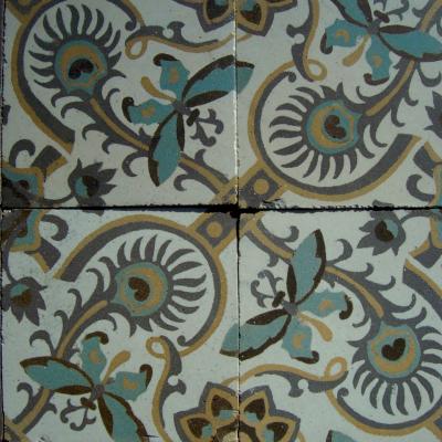 26.5 m2+ / 286 sq ft art nouveau French ceramic floor with double borders 