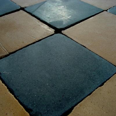 9.75m2 / 105 sq ft antique French damier floor in biscuit and charcoal