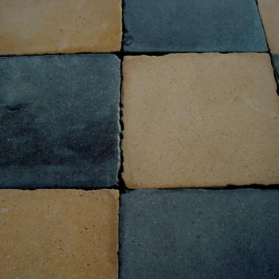 9.75m2 / 105 sq ft antique French damier floor in biscuit and charcoal