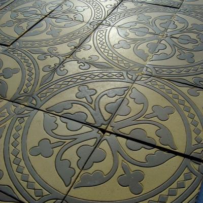 Large elegant Boch Freres Maubege ceramic floor with triple borders c.1890