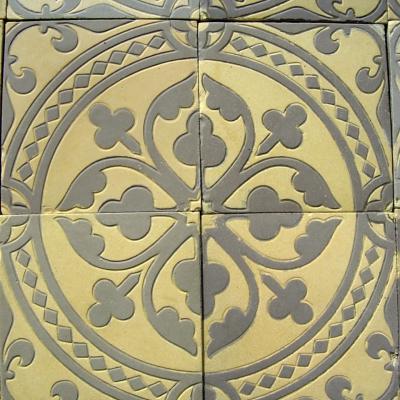 Large elegant Boch Freres Maubege ceramic floor with triple borders c.1890