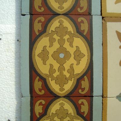 12m2+ of antique Boch Freres ceramic tiles with moorish themed borders 