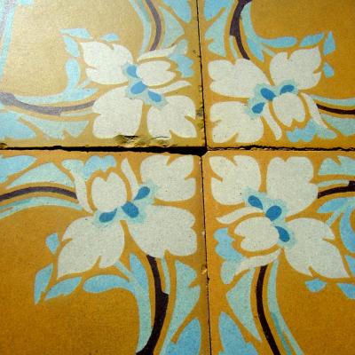 1.8m2, small antique French ceramic floor c.1900