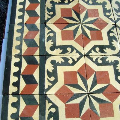 A regal antique Belgian carreaux de ciment floor, early 20th century