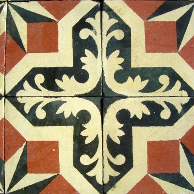 A regal antique Belgian carreaux de ciment floor, early 20th century