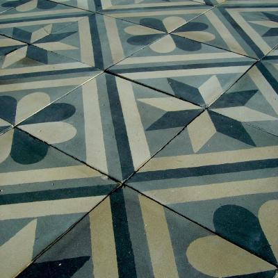 13.25m2+ antique black, white and grey carreaux de ciments tiles - classical tessellation