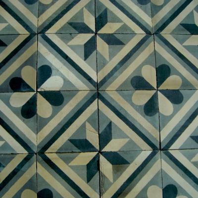 13.25m2+ antique black, white and grey carreaux de ciments tiles - classical tessellation
