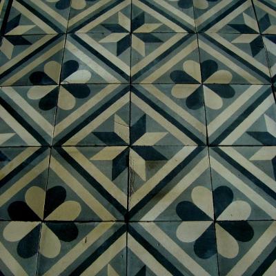 13.25m2+ antique black, white and grey carreaux de ciments tiles - classical tessellation