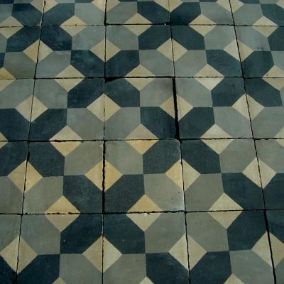 13m2 of antique floors tiles - classical geometry in cool tones c.1900