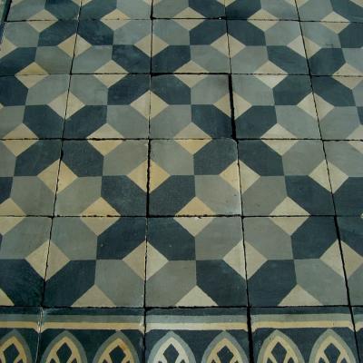 13m2 of antique floors tiles - classical geometry in cool tones c.1900