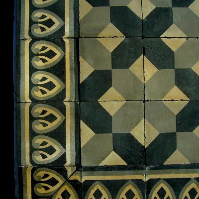 13m2 of antique floors tiles - classical geometry in cool tones c.1900