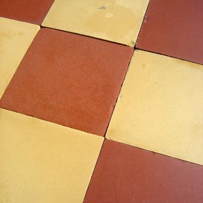 11.5m2+ of antique ceramic Perusson tiles in a traditional chessboard 