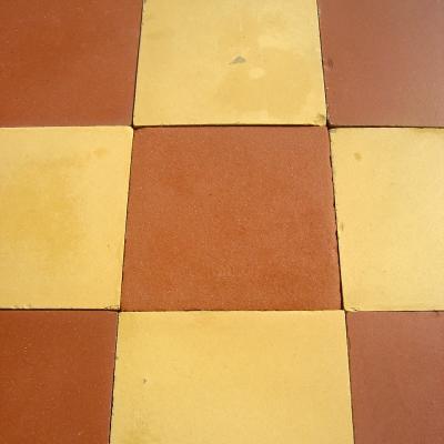 11.5m2+ of antique ceramic Perusson tiles in a traditional chessboard 