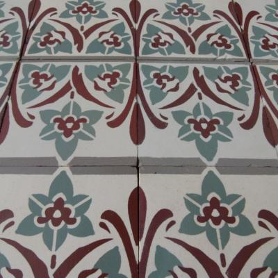 17.4m2 antique Belgian ceramic floor dated 1892-1920