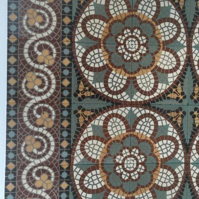 Small antique ceramic mosaic themed floor c.1920