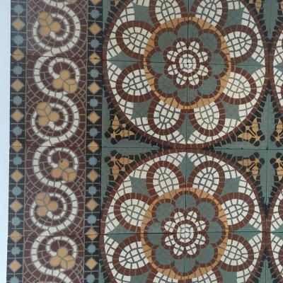 Small antique ceramic mosaic themed floor c.1920