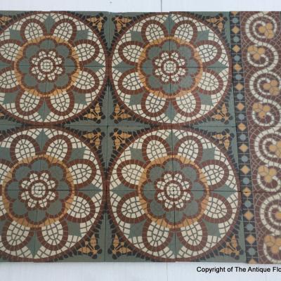 Small antique ceramic mosaic themed floor c.1920