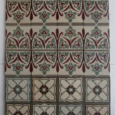 17.4m2 antique Belgian ceramic floor dated 1892-1920