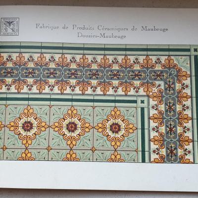 3.9m2 antique French Douzies Maubeuge ceramic tiles 