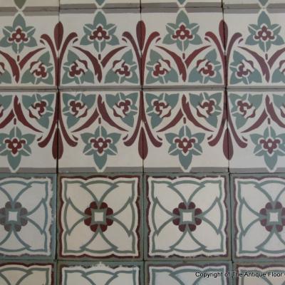 17.4m2 antique Belgian ceramic floor dated 1892-1920