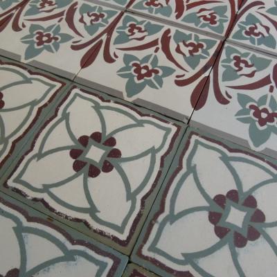 17.4m2 antique Belgian ceramic floor dated 1892-1920