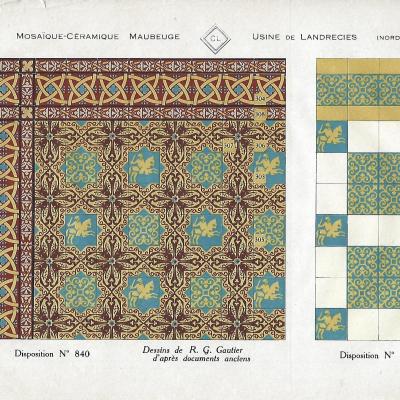 16.75m2 French ceramic floor featuring six different tiles c.1900-1930