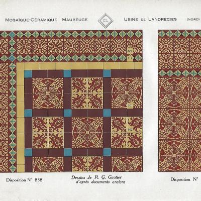 16.75m2 French ceramic floor featuring six different tiles c.1900-1930