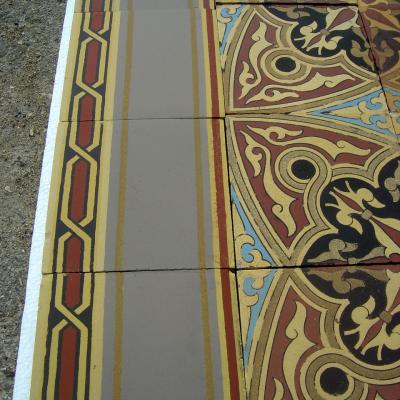 3m2 antique Boch Freres moorish themed tiles with borders c.1860