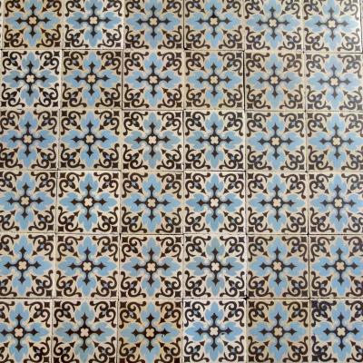 17.25m2 / 185 sq ft triple border Boch Freres ceramic encaustic floor c.1910