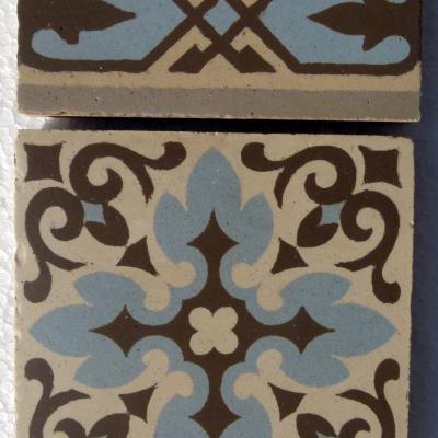 17.25m2 / 185 sq ft triple border Boch Freres ceramic encaustic floor c.1910