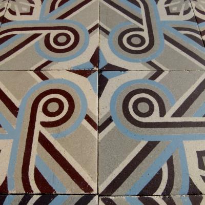 10.2m2 Octave Colozier ceramic encaustic floor with harlequin borders - 1913