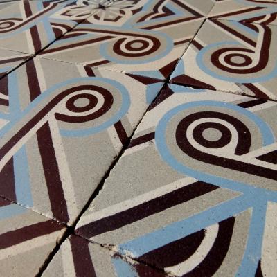 10.2m2 Octave Colozier ceramic encaustic floor with harlequin borders - 1913