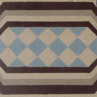 10.2m2 Octave Colozier ceramic encaustic floor with harlequin borders - 1913