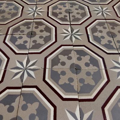 A large c.20m2+ / 225 sq ft Boch Freres ceramic floor c.1900 