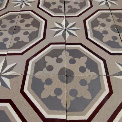 A large c.20m2+ / 225 sq ft Boch Freres ceramic floor c.1900 